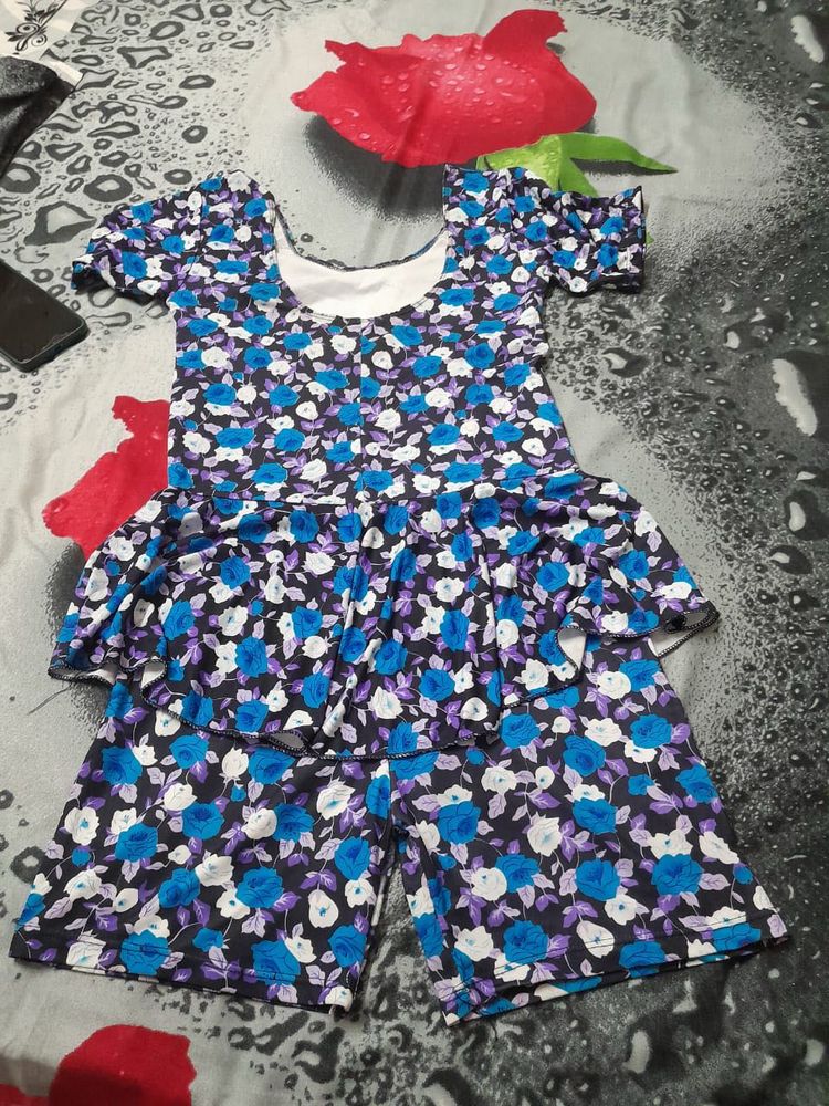 Floral Swimsuit with Skirt