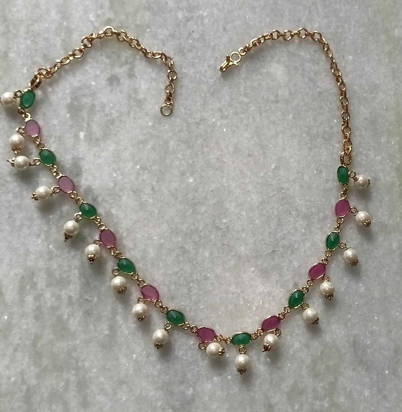 Pearl &amp; Gemstone Gold Necklace