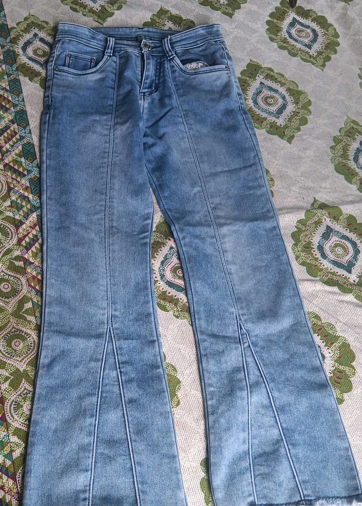 Light Wash Distressed Flare Jeans