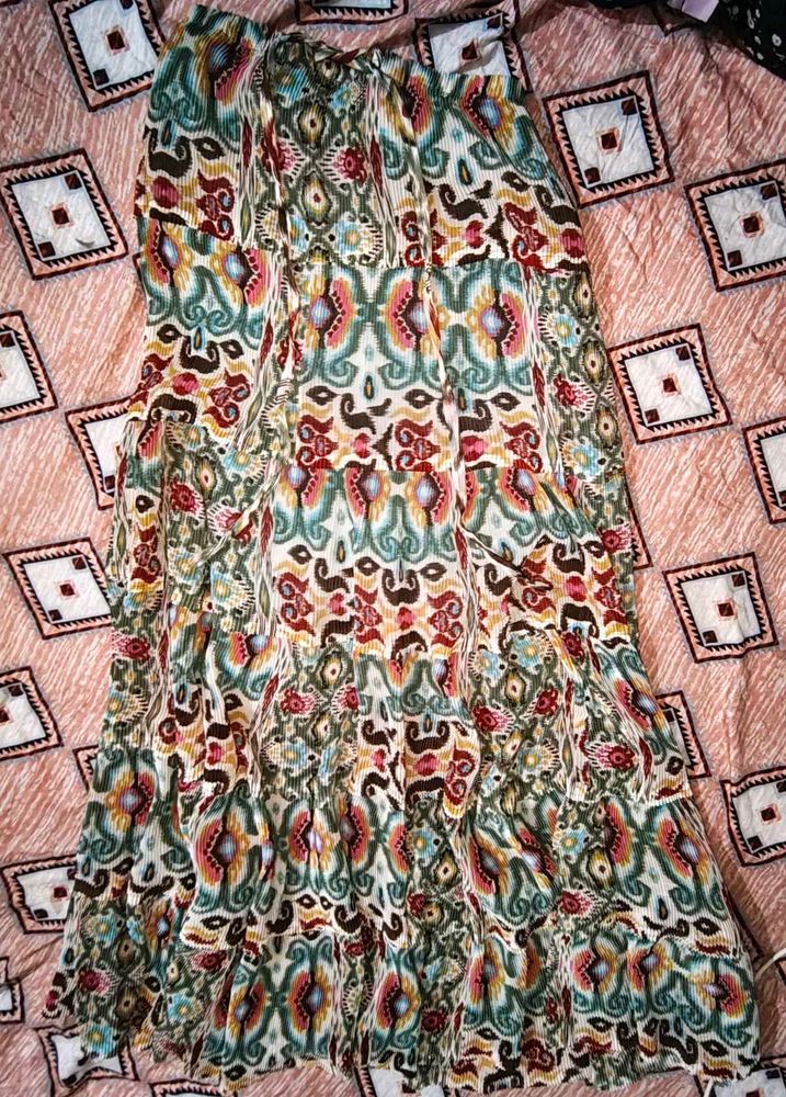 Boho Print Tiered Maxi Skirt