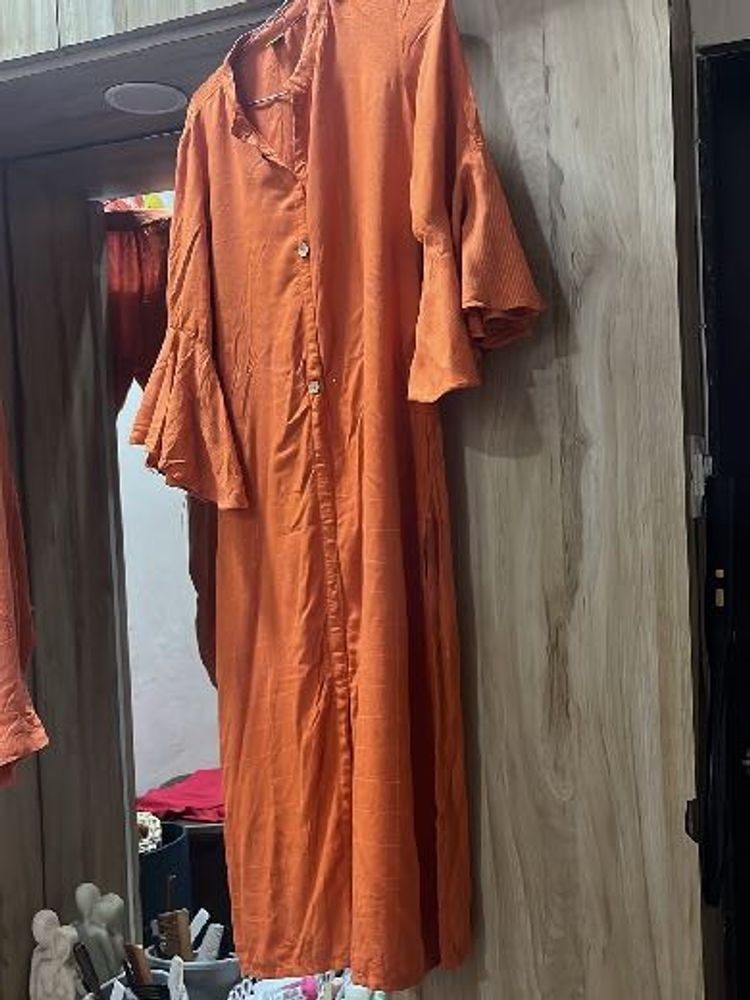 Orange Bell Sleeve Kurta