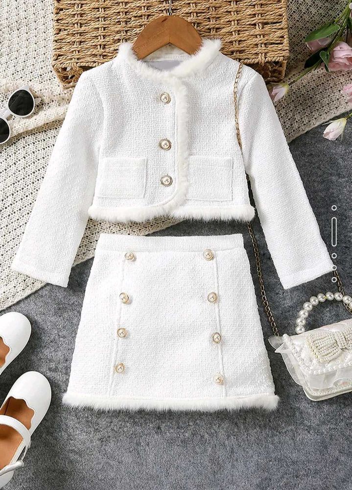 White Tweed Jacket &amp; Skirt Set