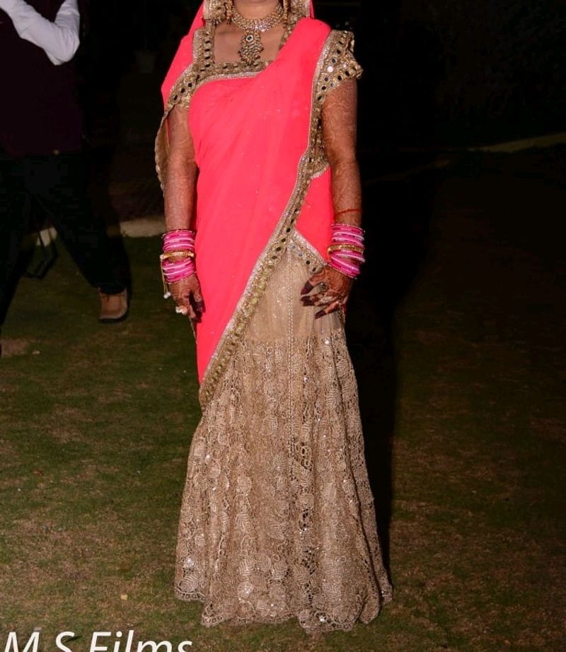 Elegant Pink &amp; Gold Saree