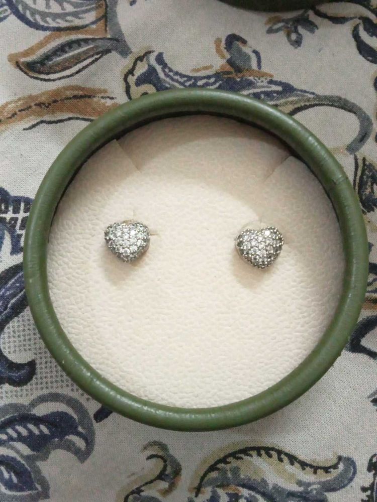 Vintage 925 sterling silver Heart Stud Earrings