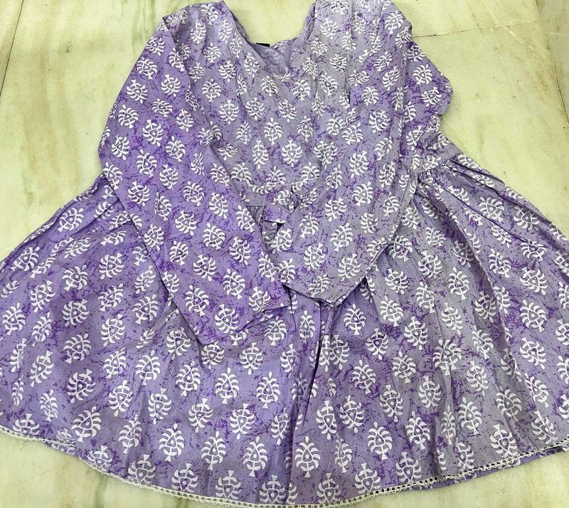 Purple Block Print short kurti