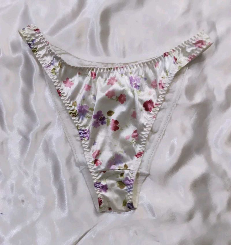 Vintage Floral Satin Thong