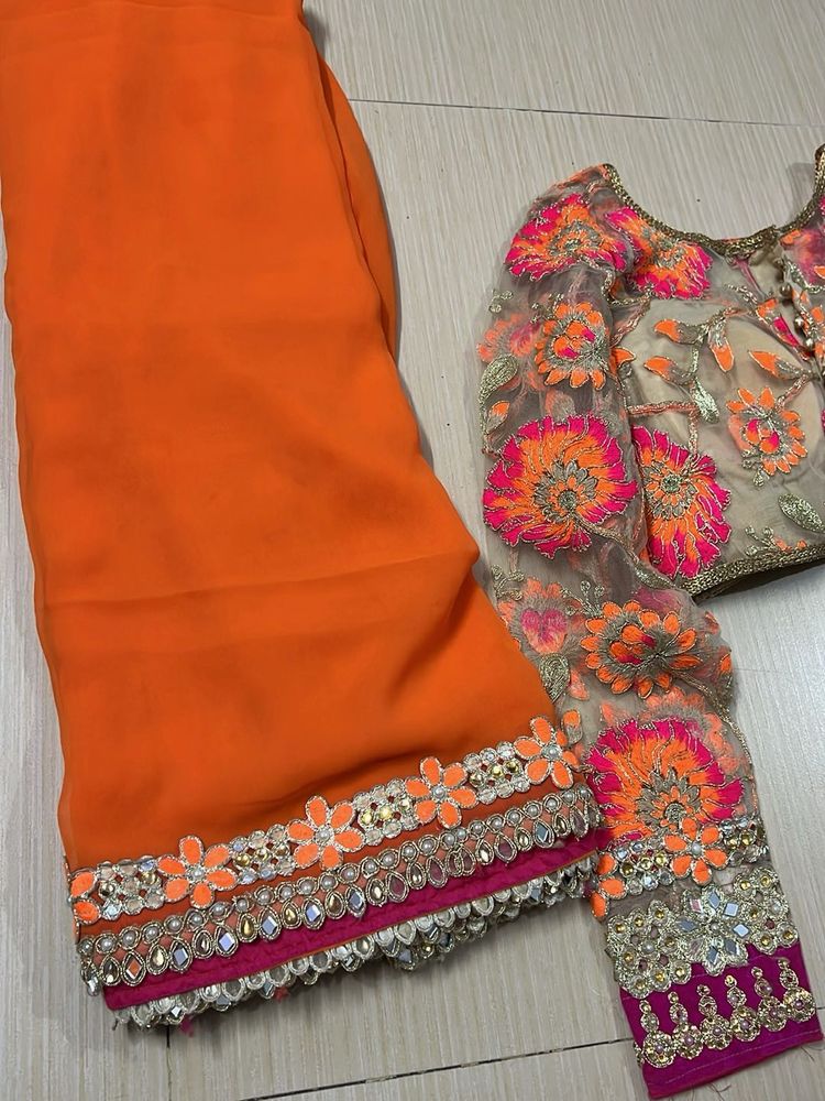 Embroidered Floral Blouse &amp; duppata