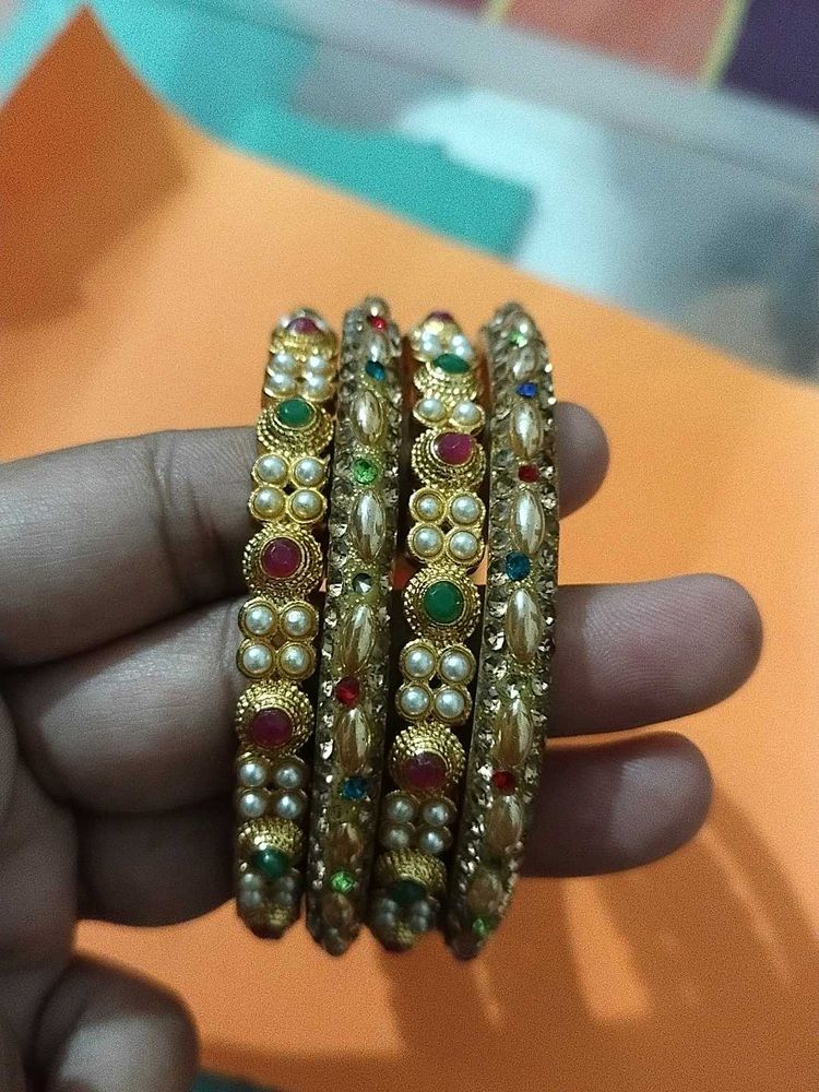 Set of 4 Vintage Beaded Bangles