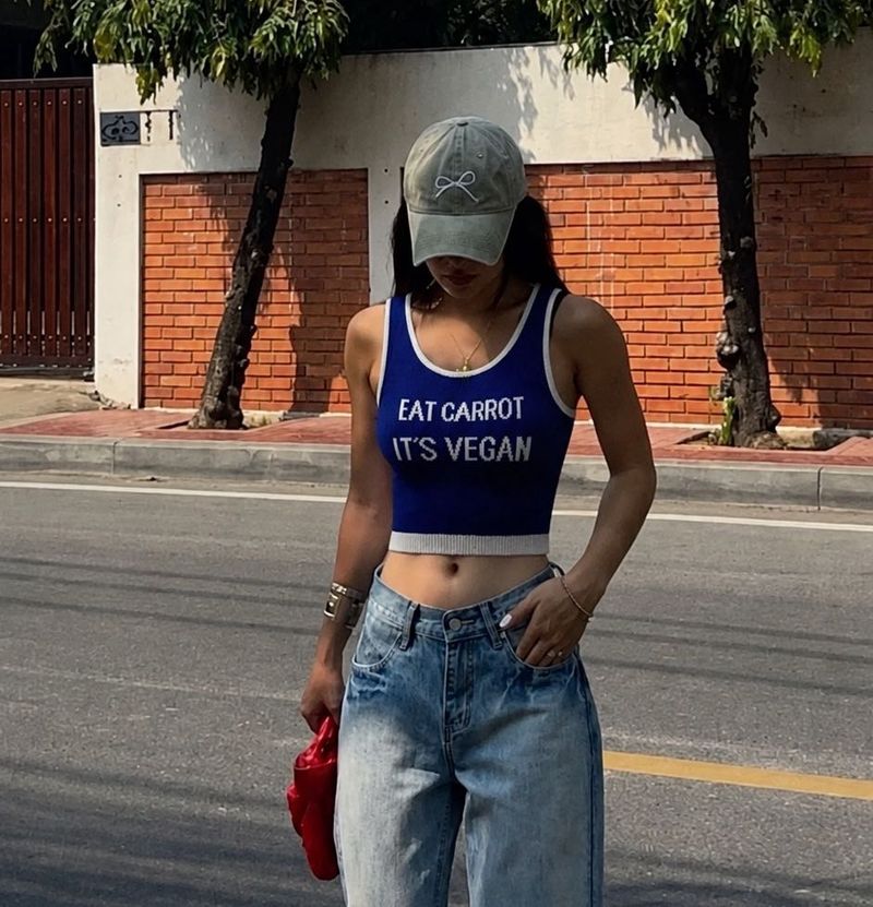 Blue Vegan Crop Top