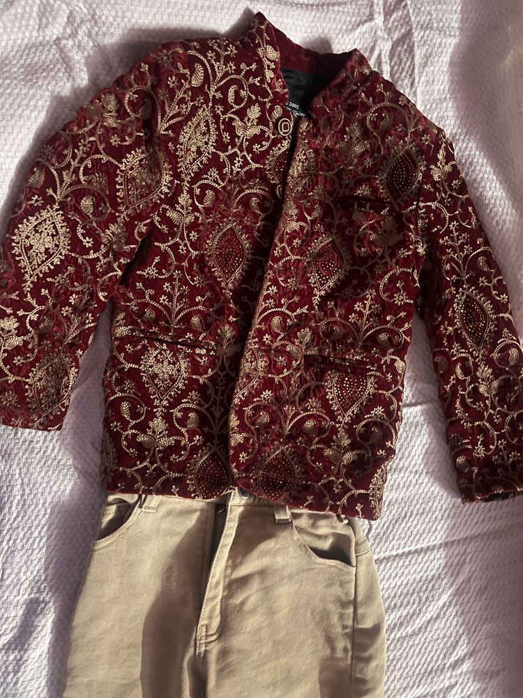 Embroidered Velvet Bandhgala party wear