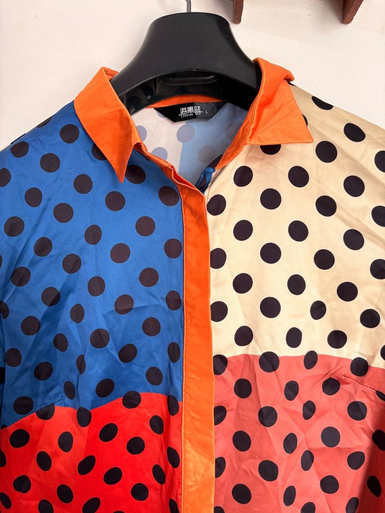 Colorful Polka Dot Button-Up Shirt