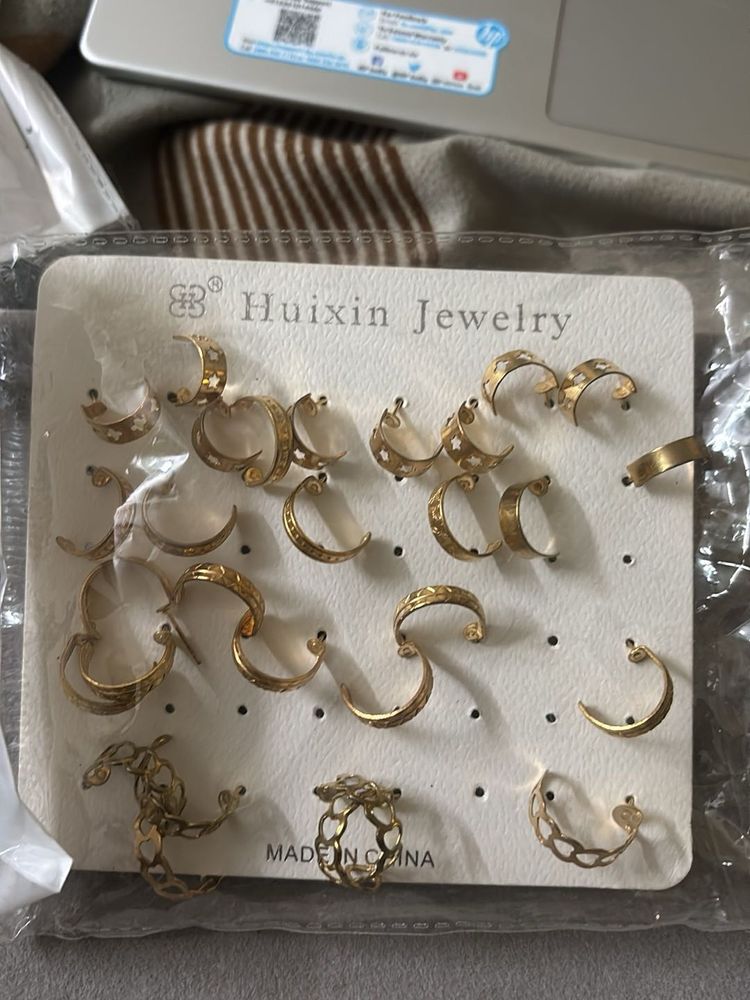Set of Gold Tone Hoop Earrings