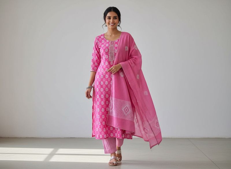 Pink Cotton Salwar Kameez Suit💕