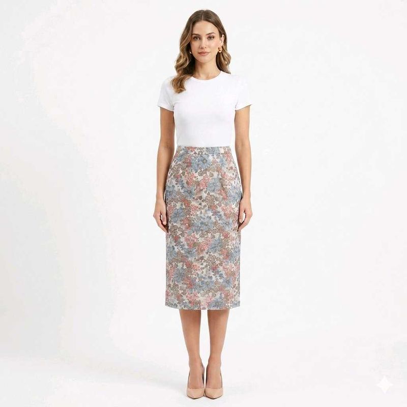 Floral Print Pencil Skirt