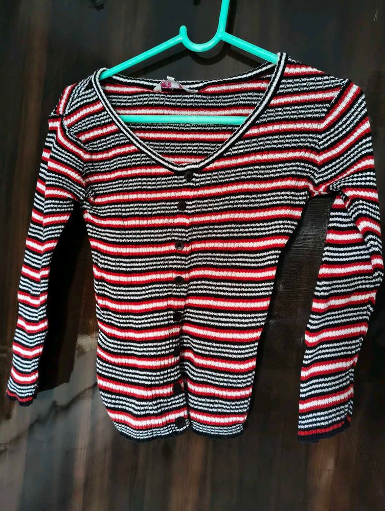 red and black strips long sleeve top