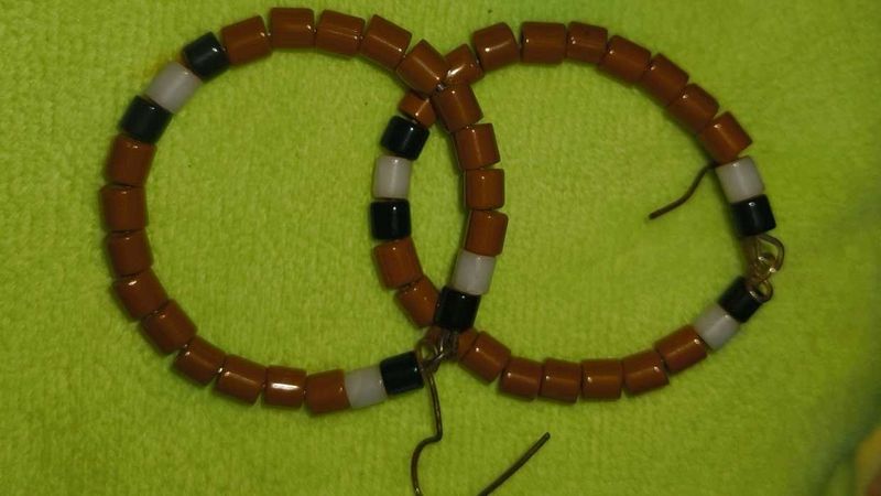 Brown Beaded traditional Hoop Earrings