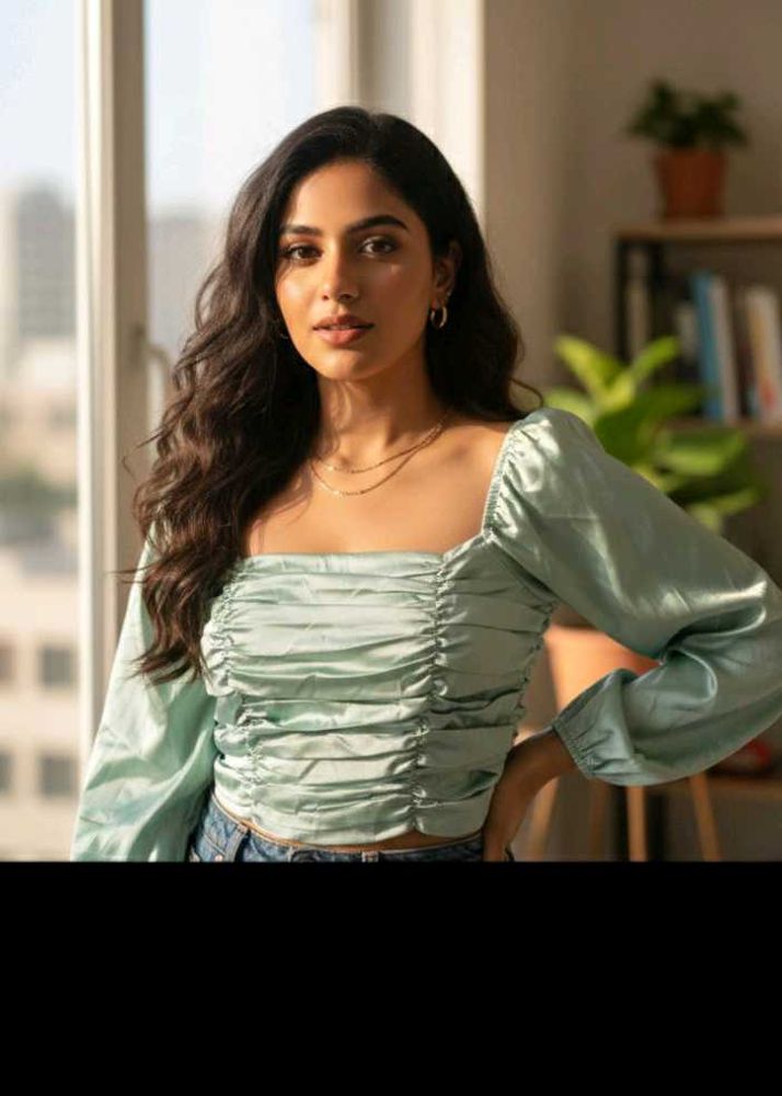 Elegant Mint Green Ruched Top
