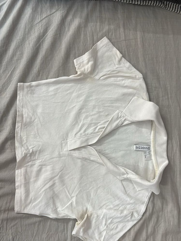 White Divided Polo Shirt