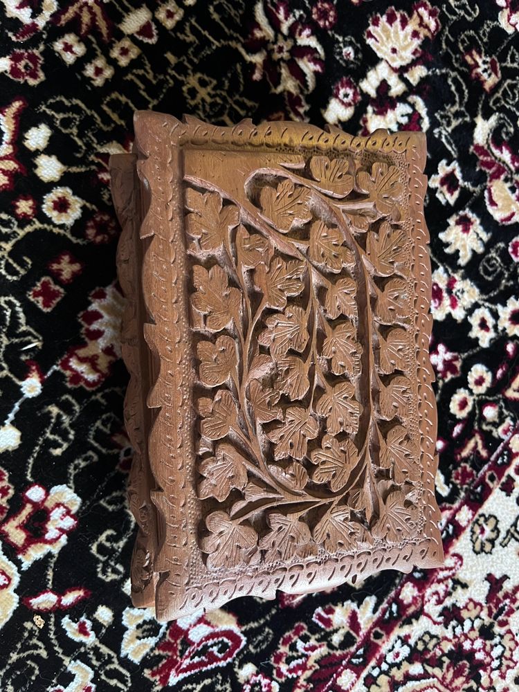 Kashmiri Walnut Wood Hand Carved Jewellery Box