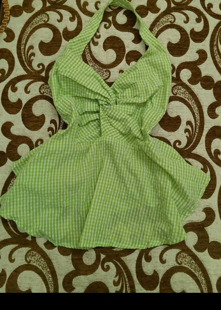 Green Gingham Halter Top
