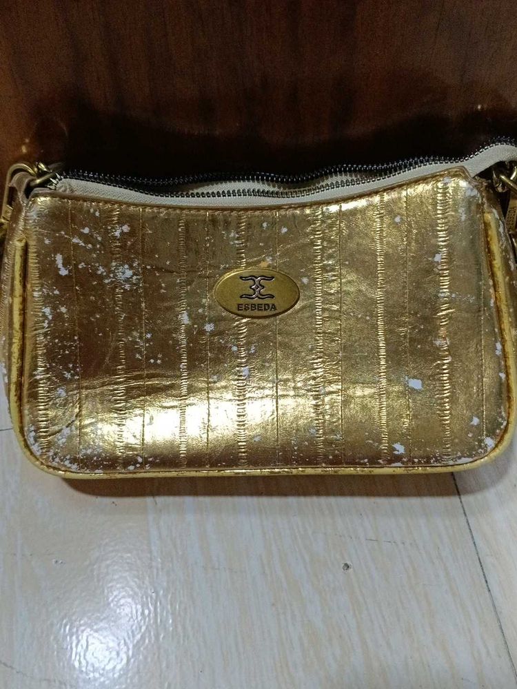 Gold Textured Clutch Bag