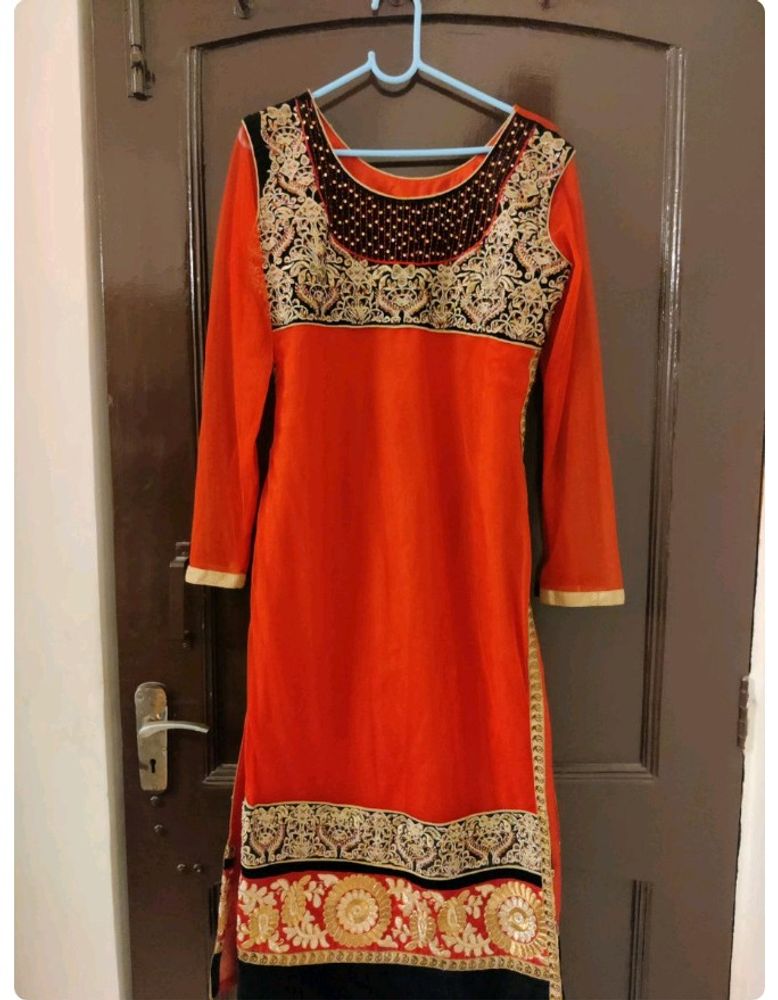 designer netted red color party wear dress