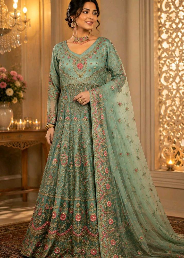 Satin Silk Pakistani embroidery Gown