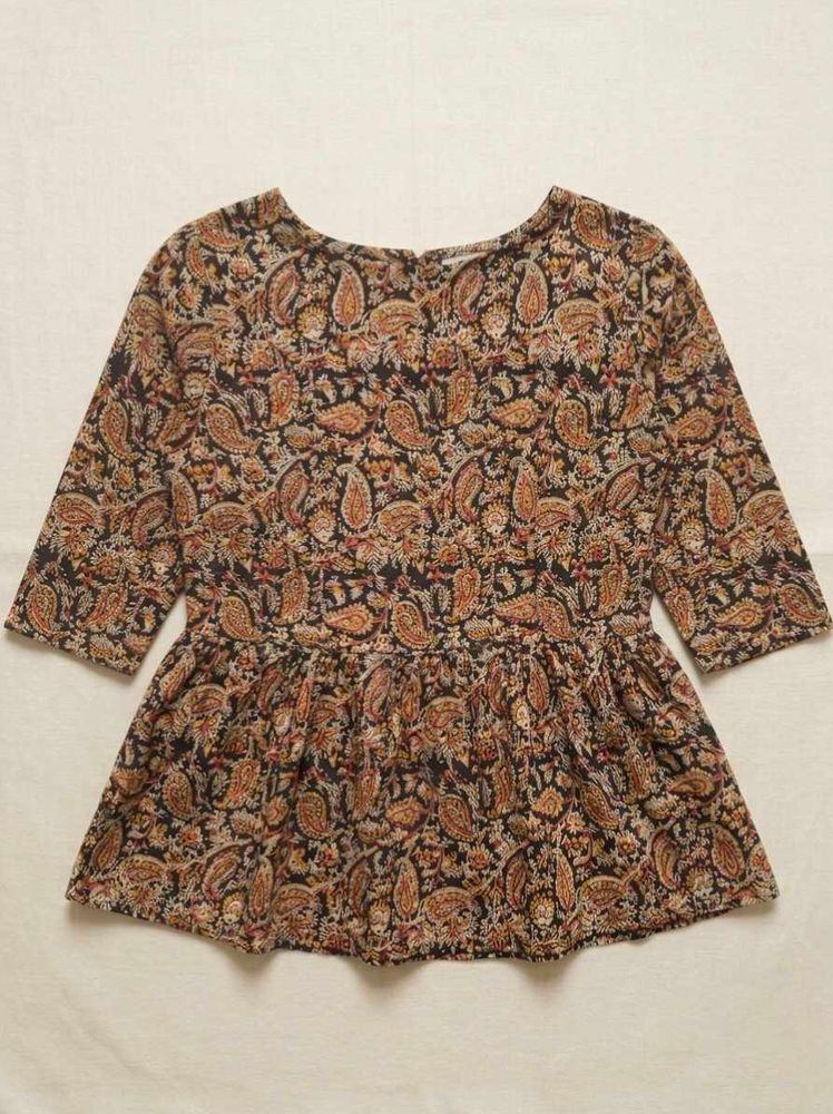 Paisley Kalamkari Pure Cotton Peplum Top