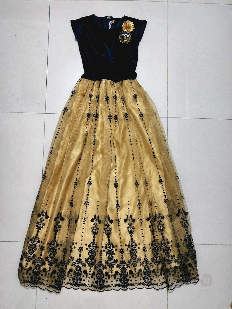 SALE Elegant Blue &amp; Gold Gown