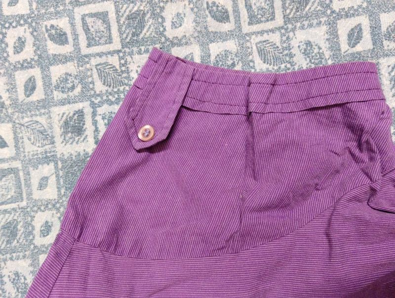 women's Purple Striped Button-Up Shirt