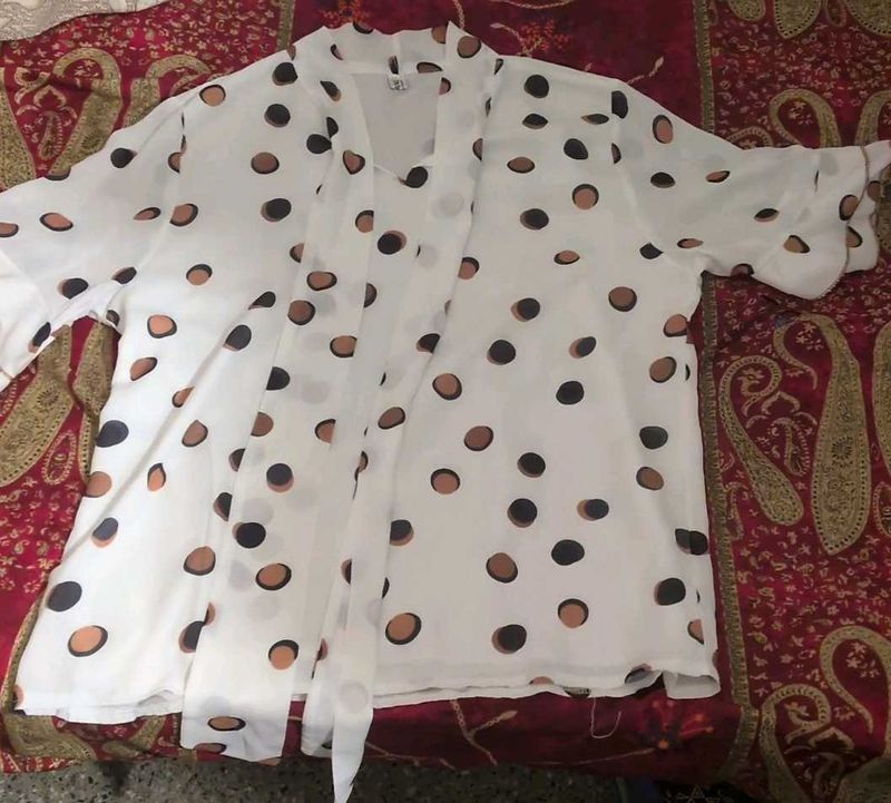 Polka Dot Blouse with Tie
