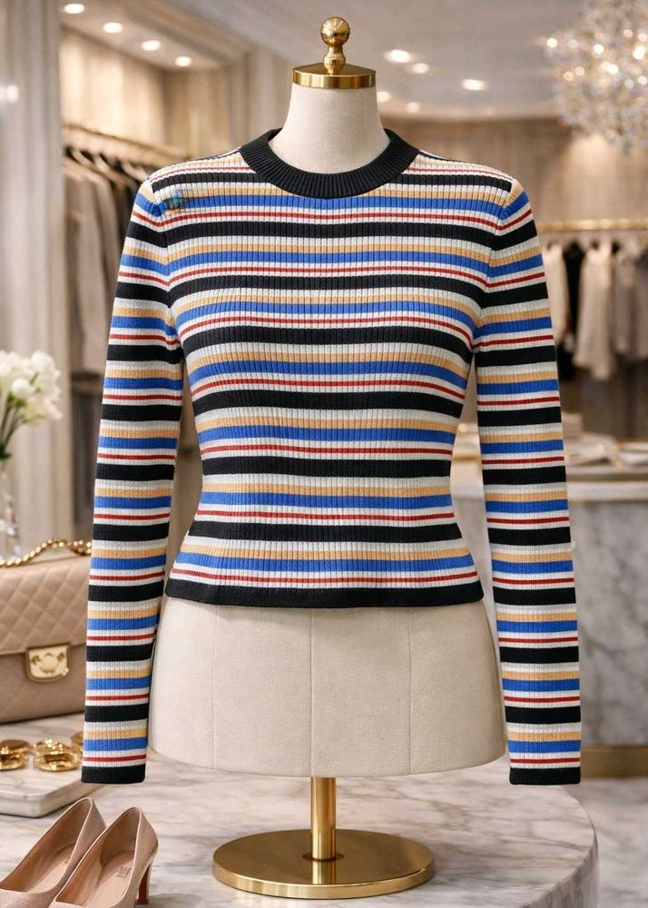 Striped Long Sleeve Crop Top