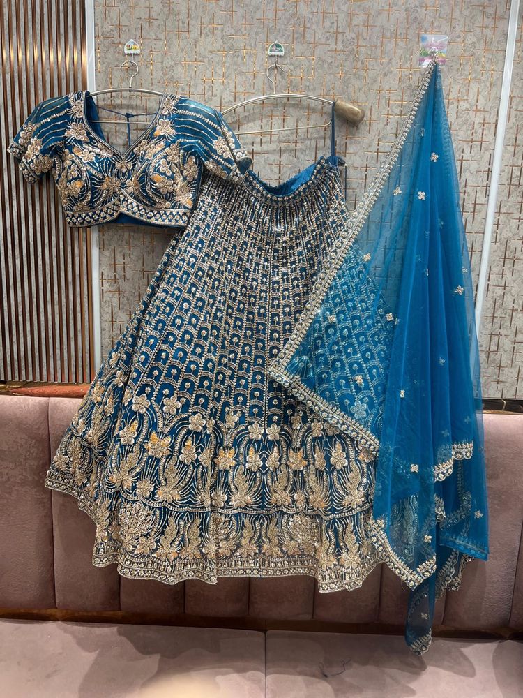 Stunning Teal Embroidered Lehenga Set