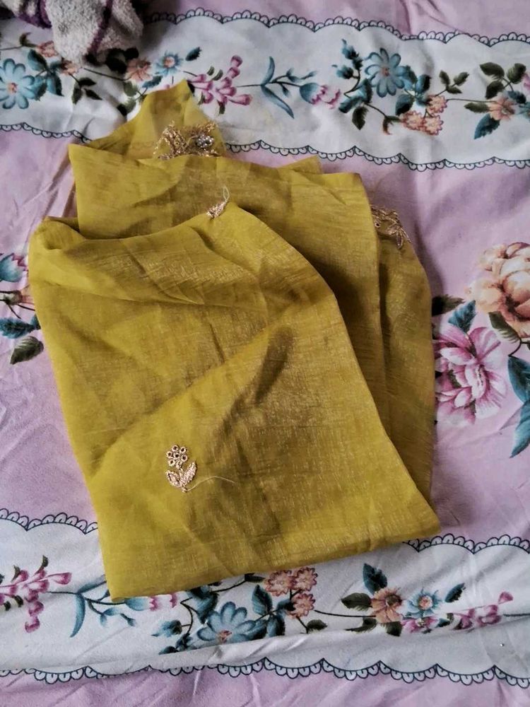 Elegant Mustard Yellow Saree blouse material