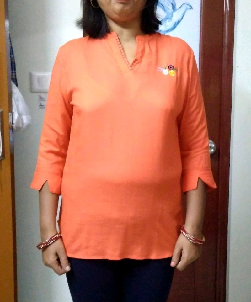 Orange Short Kurti -top
