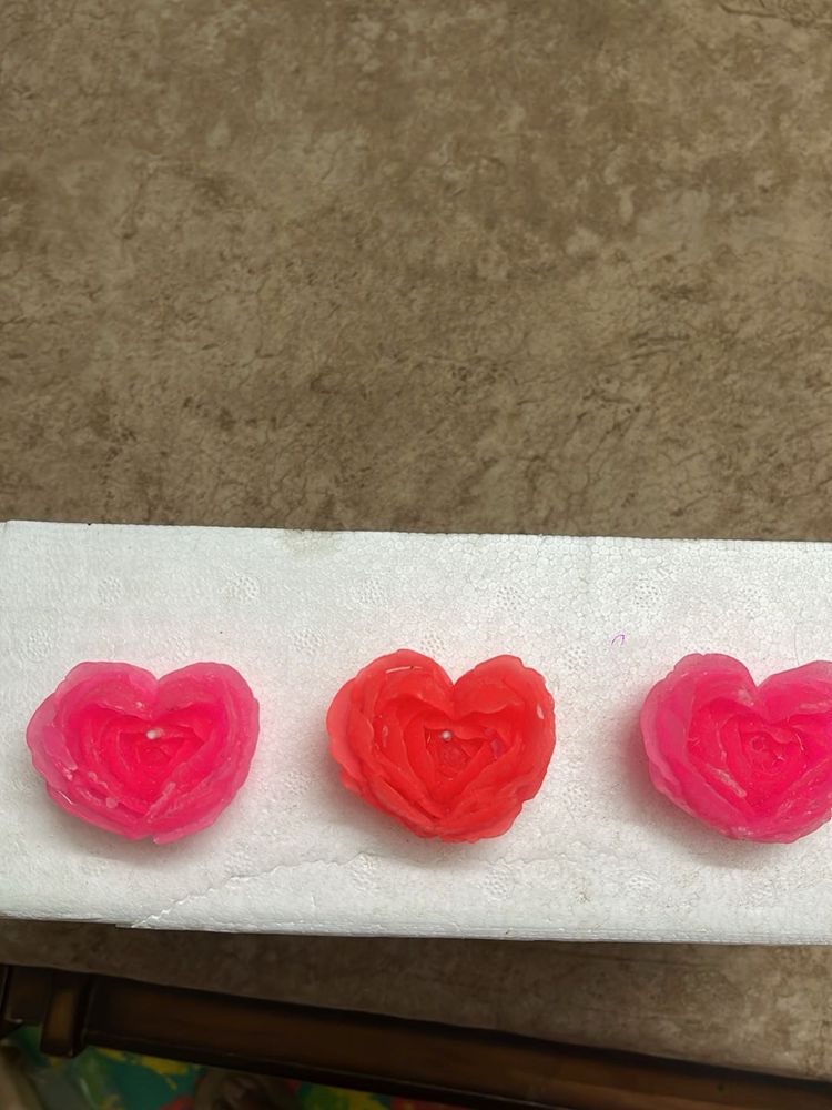 Heart Shaped Candles Set of 3
