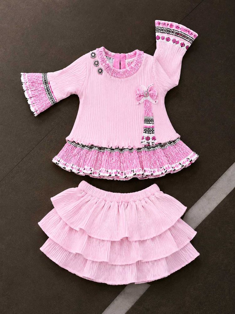 Cute Pink Ruffled Skirt and Top Set