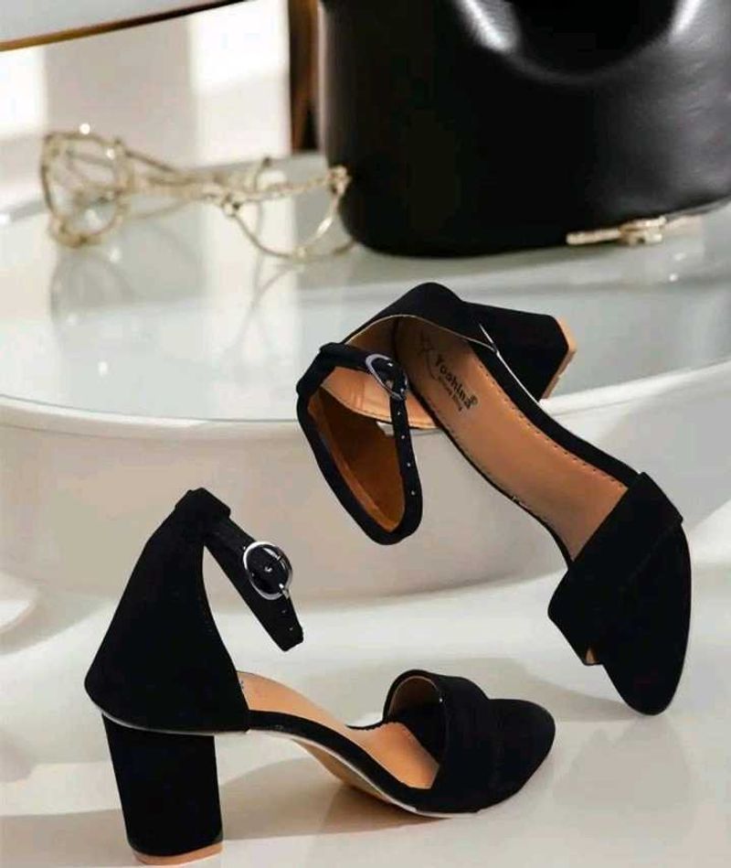 Stylish Black Suede Strappy Heels