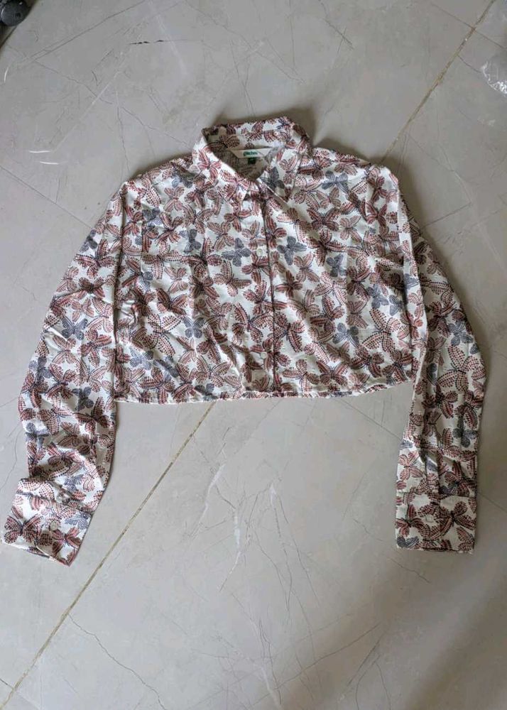 Printed Cropped Shirt