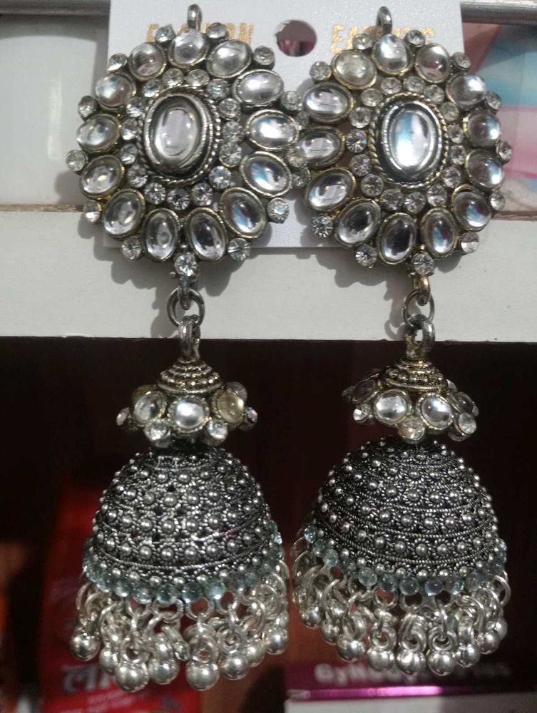 Exquisite Oxidized Jhumka Earrings