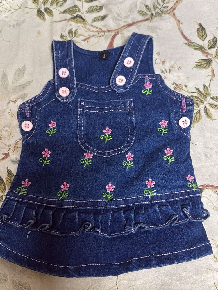 Cute Denim Floral Baby Dress