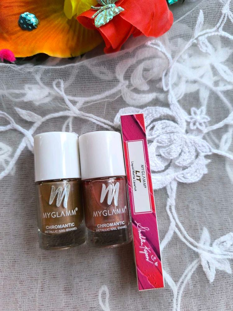 MyGlamm Nail Polish &amp; Lipstick Combo Offer 🎉🎉😍