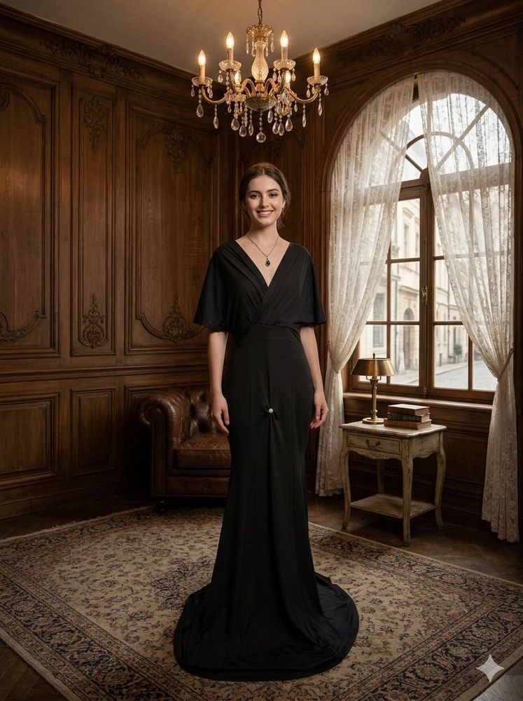 mermaid black maxi dress