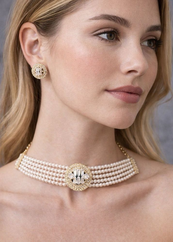 Pearl Diamond Necklace Set