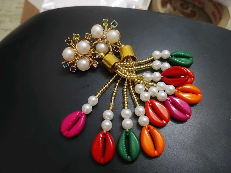 Boho Pearl &amp; Cowrie Shell Tassel Earrings