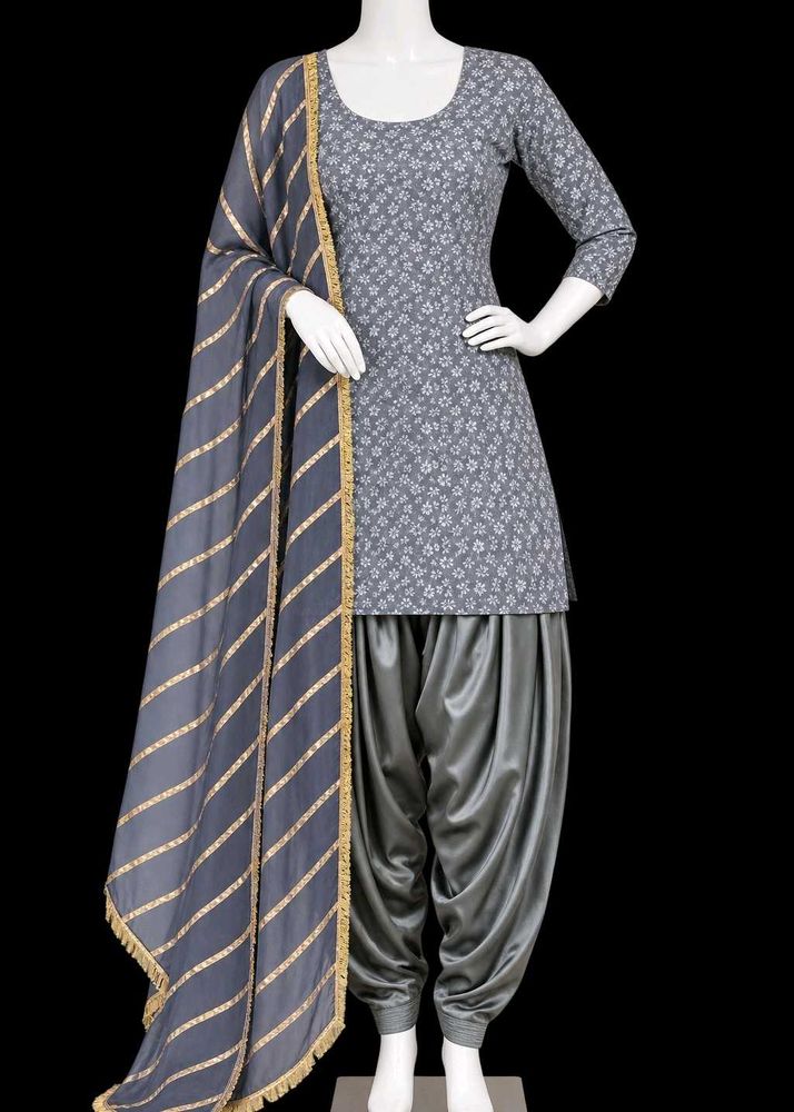 Grey Patiala Suit | Fully Stitched