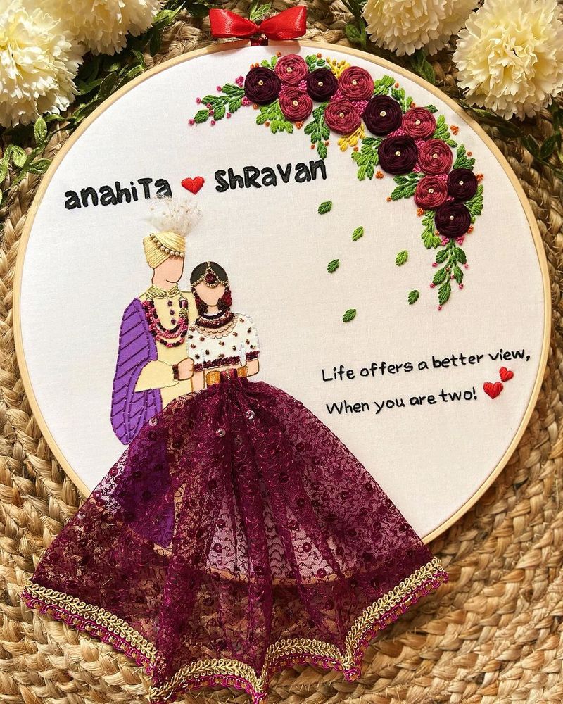 Wedding Anniversary Hoop Embroidery