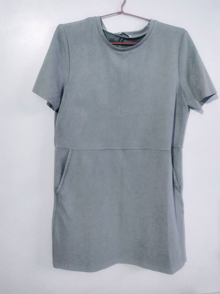 Sage Green Suede-Like Mini Dress