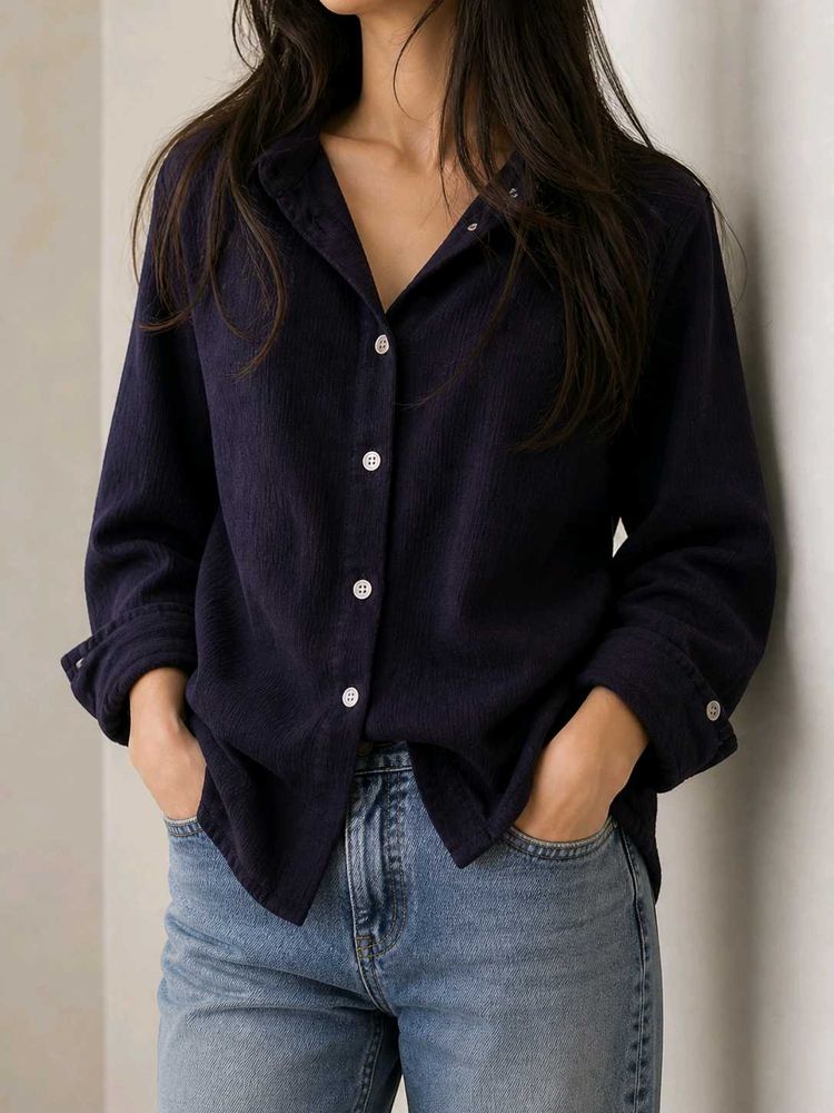 Dark Purple Collared Button-Up Shirt