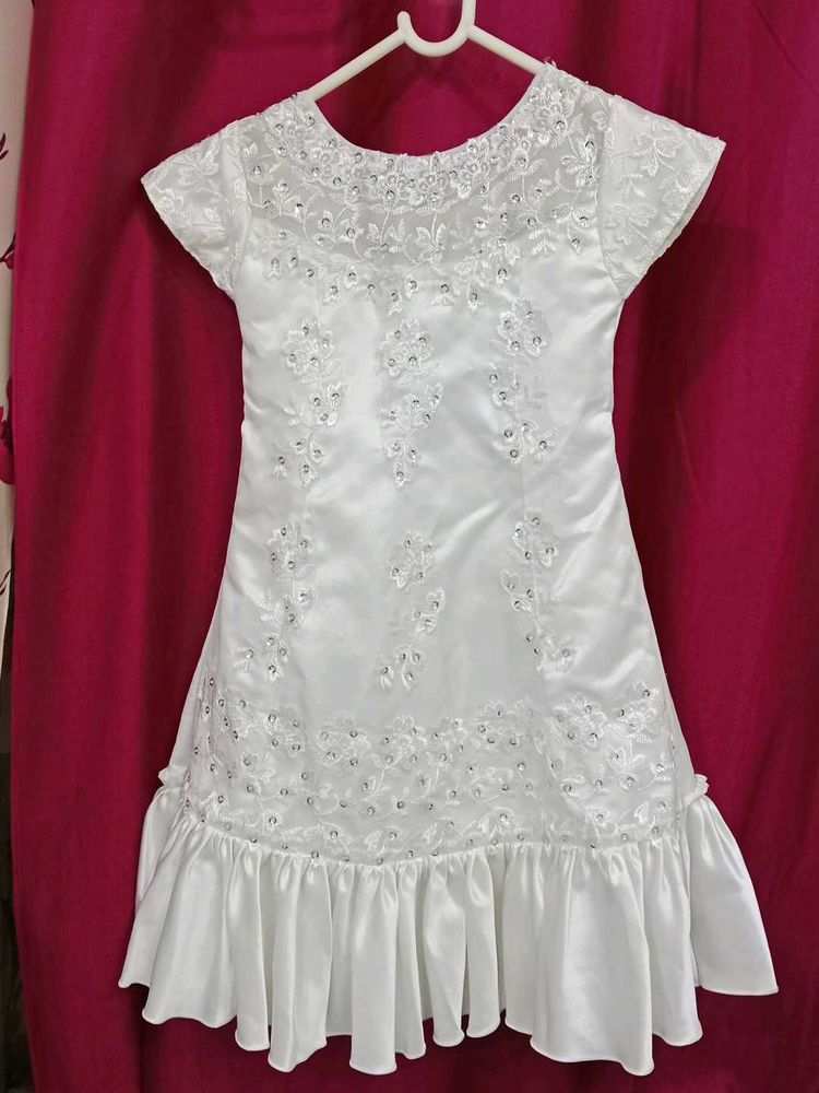 White Embellished Party Dress